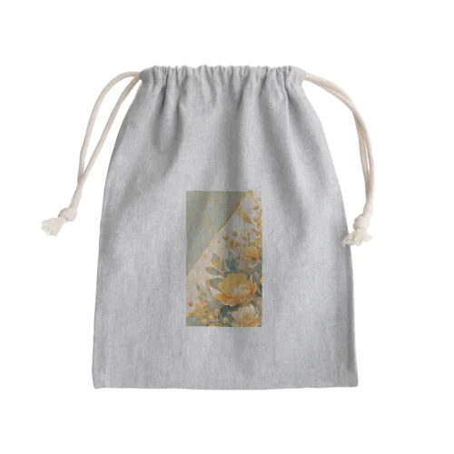 Lucky Flower Green Yellow Mini Drawstring Bag