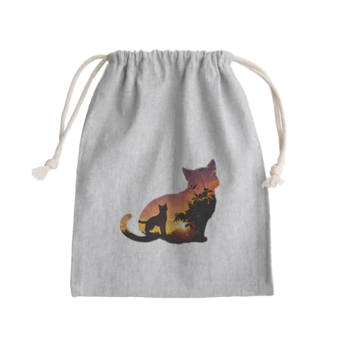 夕焼けと猫と猫002 Mini Drawstring Bag