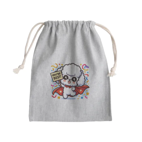 トイプードルがシックなマントを着こなしている！ Mini Drawstring Bag