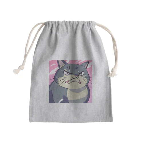 怒る猫 Mini Drawstring Bag