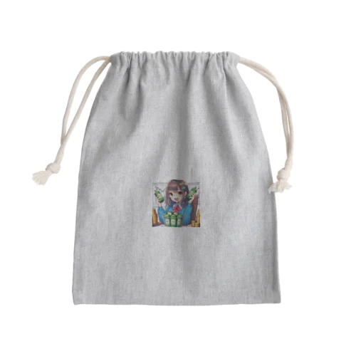 魅力的な美少女がNISAで投資 Mini Drawstring Bag