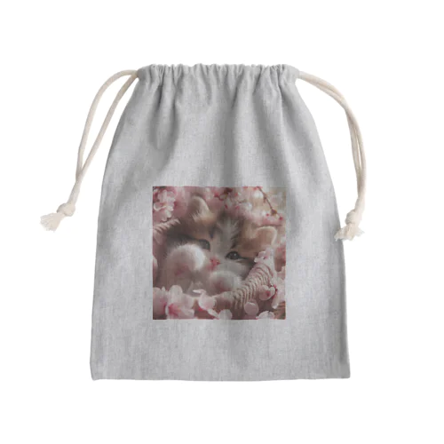 桜と子猫 Mini Drawstring Bag