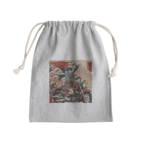 バイクに乗った浮世絵男性 Mini Drawstring Bag