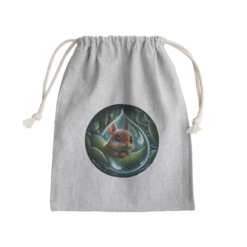 魚眼レンズの様な水滴💧を覗く小動物 Mini Drawstring Bag