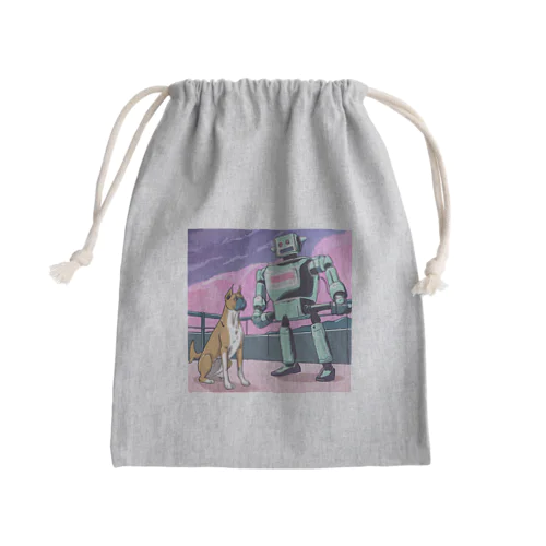 ボクサー犬とロボット Mini Drawstring Bag