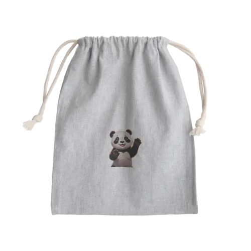 喜んでいるパンダ Mini Drawstring Bag