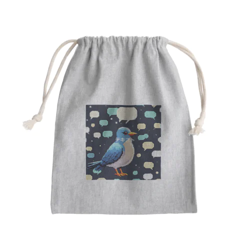 無口な喋る青い鳥 Mini Drawstring Bag