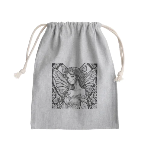 妖精の花嫁シリーズ　モノトーン　バストアップ Mini Drawstring Bag