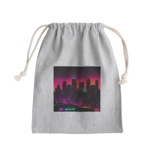 ネオンカラーで輝く都市2 Mini Drawstring Bag