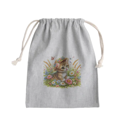 猫 Mini Drawstring Bag