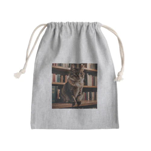 書斎にたたずむ猫 Mini Drawstring Bag