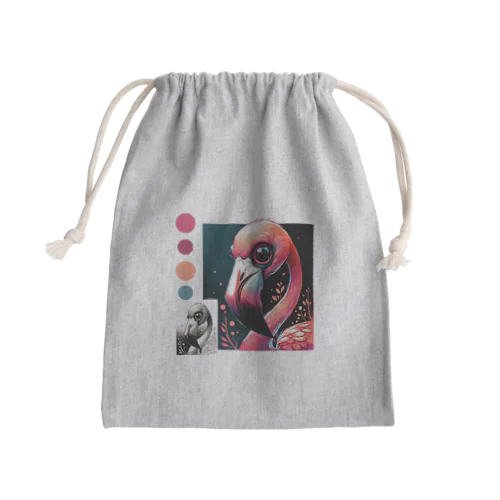 不気味で可愛いフラミンゴ001 Mini Drawstring Bag