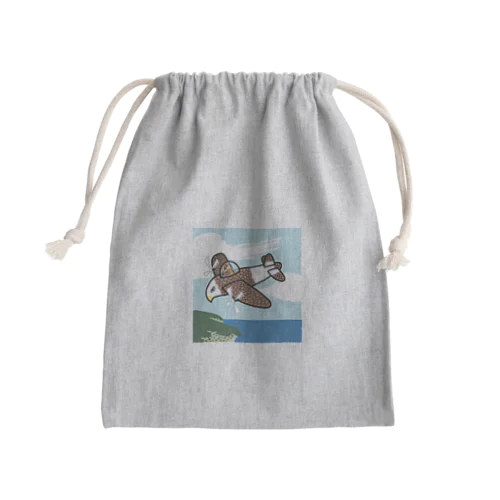 空を翔る鷲の飛行機 Mini Drawstring Bag