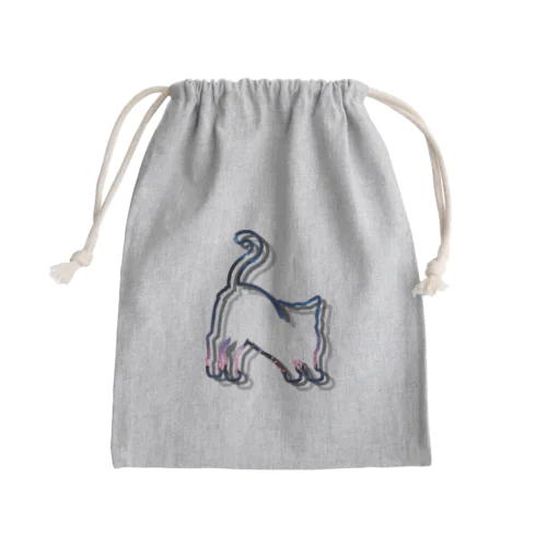 伸びをする枠ねこ_青 Mini Drawstring Bag