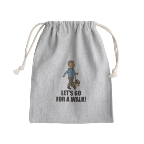 【パパとわんこ～papa et chien】Let's Go For a Walk! Mini Drawstring Bag