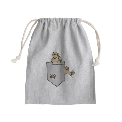 ポケットから飛び出る！ステゴサウルス！ Mini Drawstring Bag