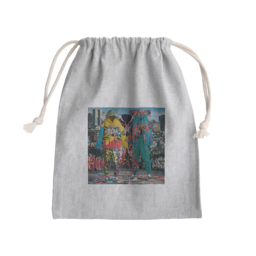 Urban Rainbow: Bold Hip-Hop Fashion Mini Drawstring Bag