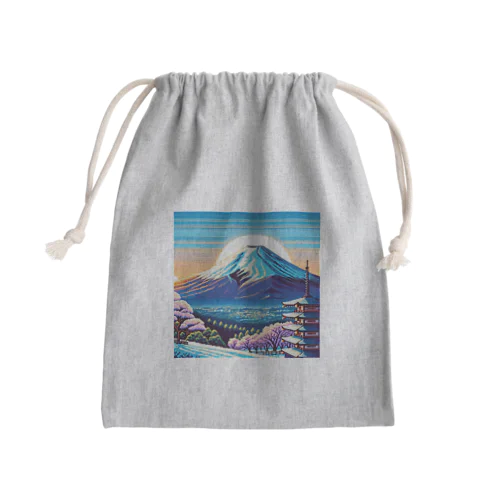 富士山（pixel art） Mini Drawstring Bag