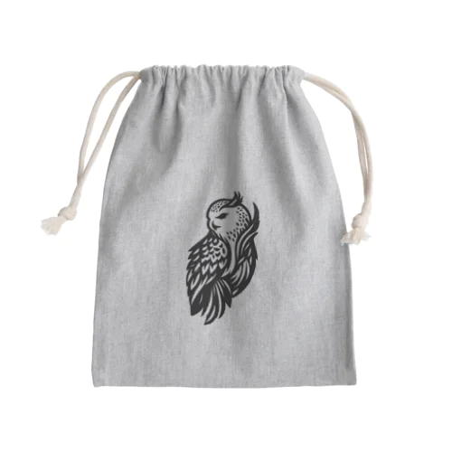 振り向きフクロウ Mini Drawstring Bag