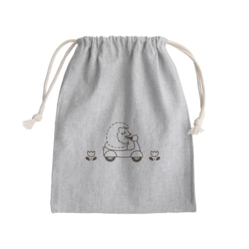 ハリネズミとバイク Mini Drawstring Bag