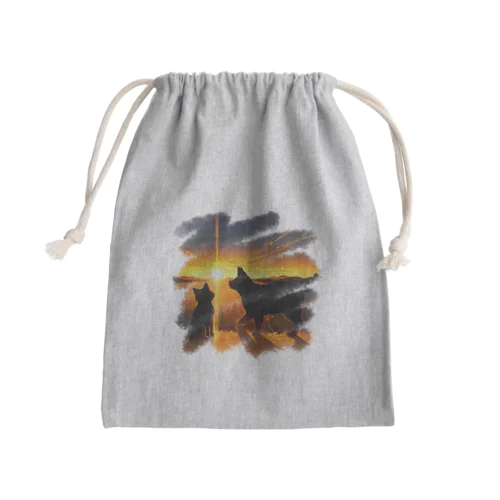 夕焼けと猫002 Mini Drawstring Bag