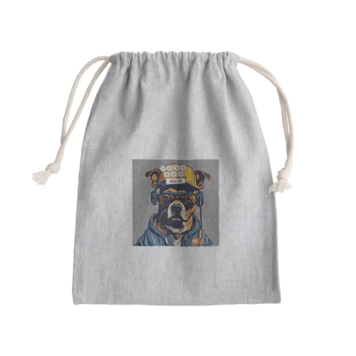 ちょっとストリート感のある犬のデザインです。 Mini Drawstring Bag