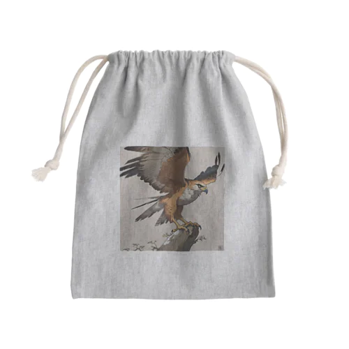 タカが獲物を見つけて追跡する Mini Drawstring Bag