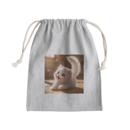 頬紅をしたような可愛い子猫SAKUCAT Mini Drawstring Bag