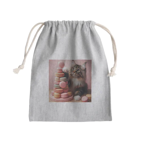 猫とマカロン Mini Drawstring Bag