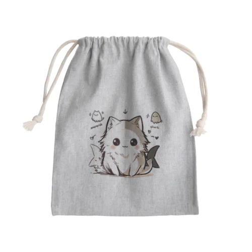 サメ猫くん Mini Drawstring Bag