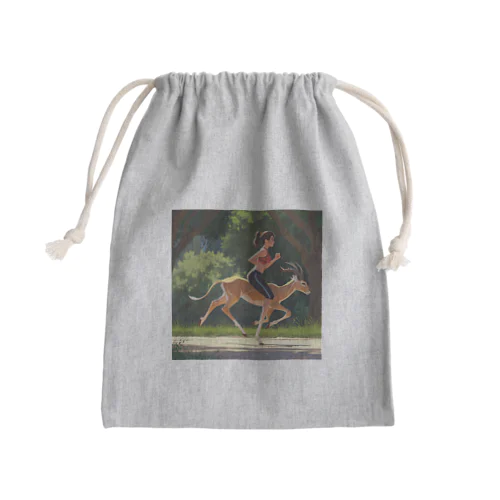 ガゼルペンでジョギング Mini Drawstring Bag