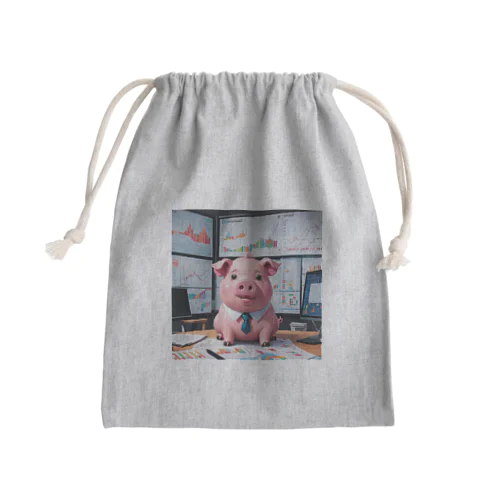 会社の財務状況を分析するミニブタ Mini Drawstring Bag