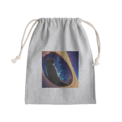 風景_星空と猫002 Mini Drawstring Bag