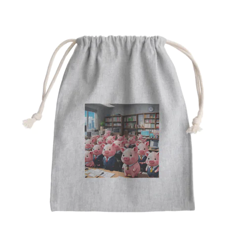 会社のらいんあっぷをするみにぶた管理製品 Mini Drawstring Bag