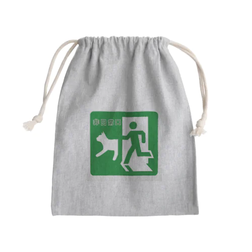 猫と非日常口 Mini Drawstring Bag