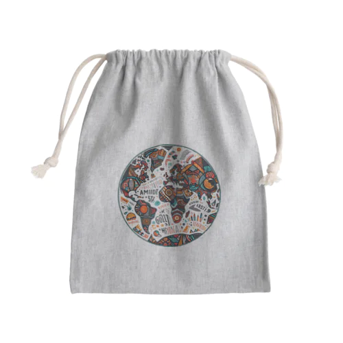 ハッピーな地球 Mini Drawstring Bag