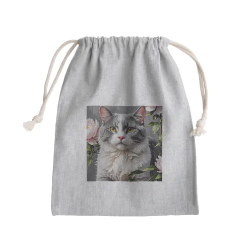 ピオニーと猫 Mini Drawstring Bag