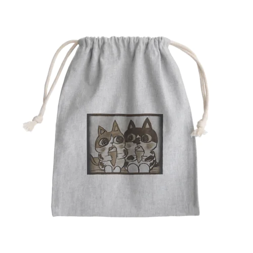 クレープ大好き猫ちゃん（レトロver） Mini Drawstring Bag