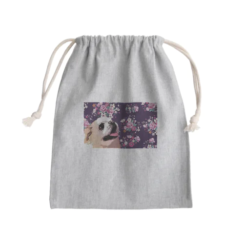 白ペキ 犬 Dog My Love Mini Drawstring Bag