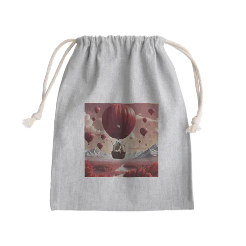 気球にシロクマくん Mini Drawstring Bag