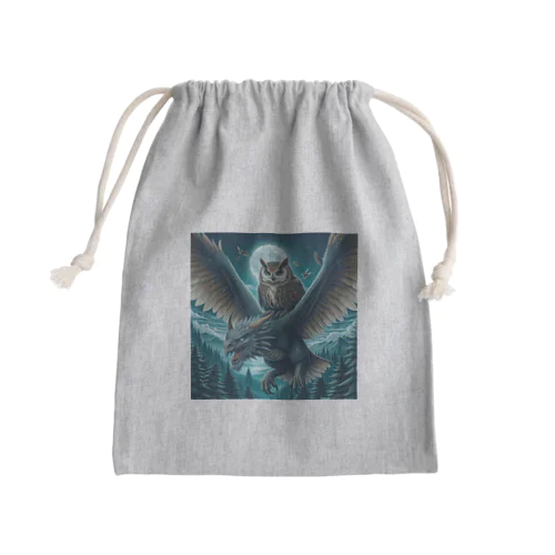 フクロウがドラゴンに乗って大冒険中🦉🐉 Mini Drawstring Bag