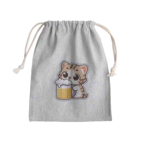 子猫の飲み物タイム Mini Drawstring Bag