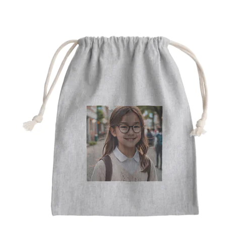 メガネの少女 Mini Drawstring Bag