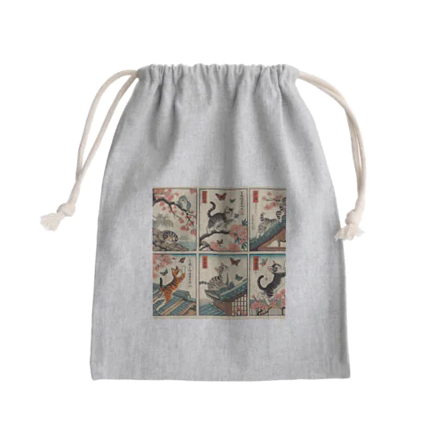 猫LOVE items 鯖虎　雉虎 Mini Drawstring Bag