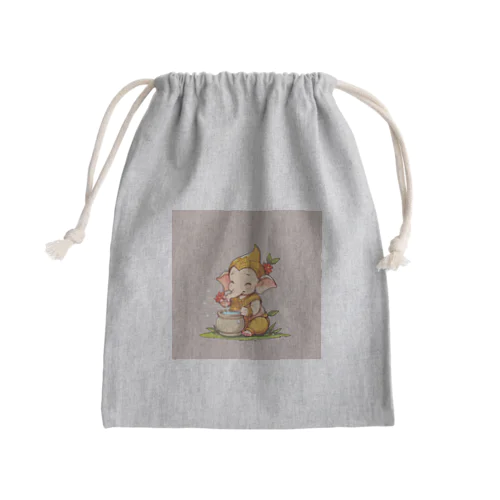 かわいいガネーシャの水やり花 Mini Drawstring Bag