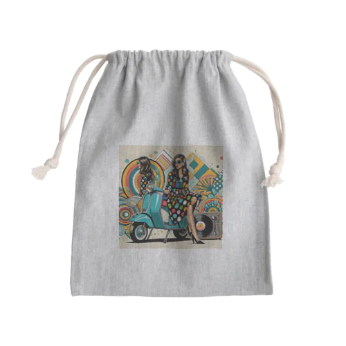 レトロガール Mini Drawstring Bag