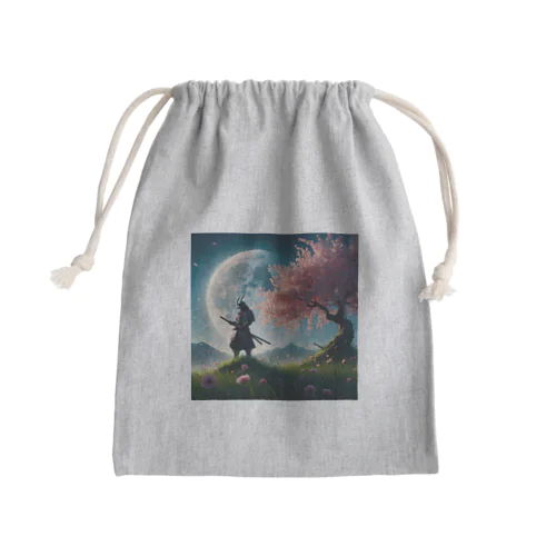 月下の桜侍 Mini Drawstring Bag