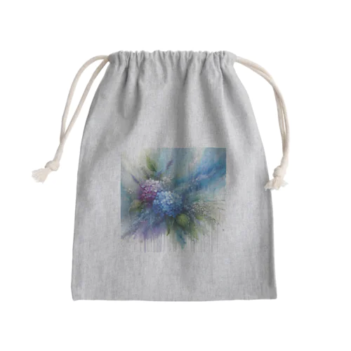 紫陽花と雨【水彩画風シリーズ】 Mini Drawstring Bag