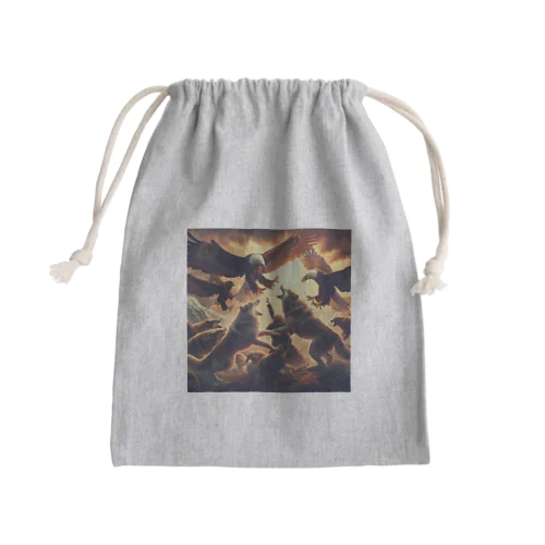 イヌワシとオオカミ Mini Drawstring Bag