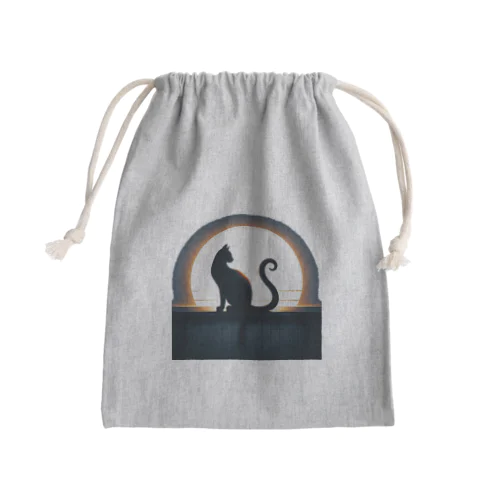 猫のシルエットが美しい Mini Drawstring Bag